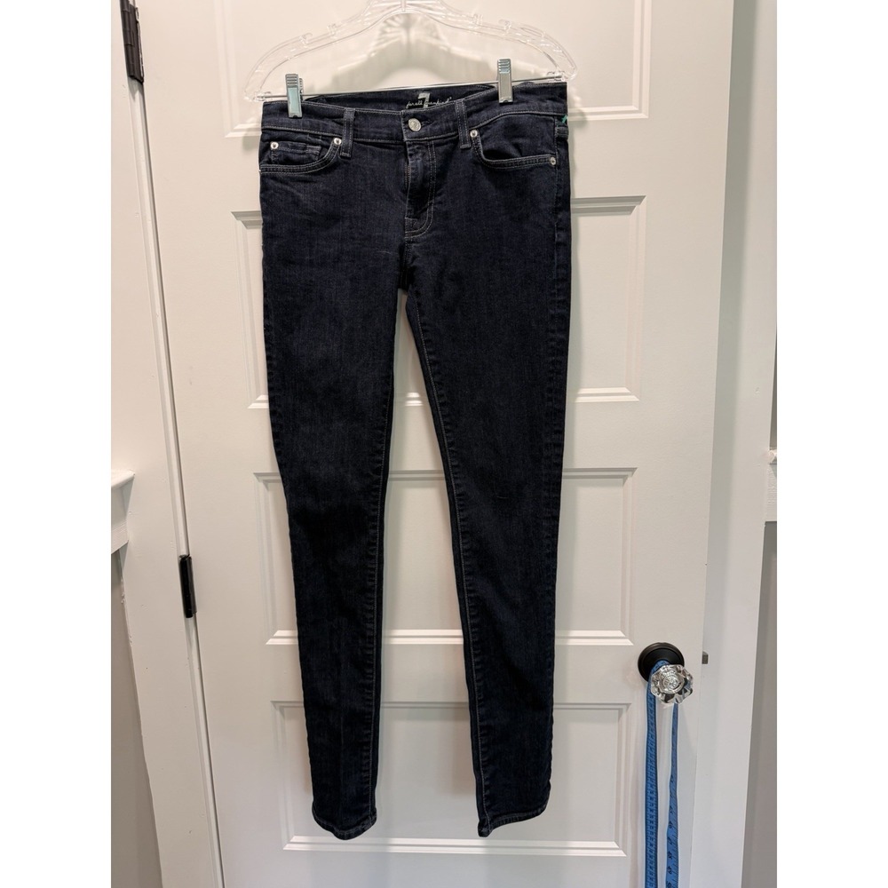 7 For All Mankind Womens 29 Roxanne Skinny Jeans Dark Wash Slim Mid Rise Denim